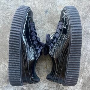 Fenty Puma by Rihanna Black Patent Leather Creeper Platform 7.5